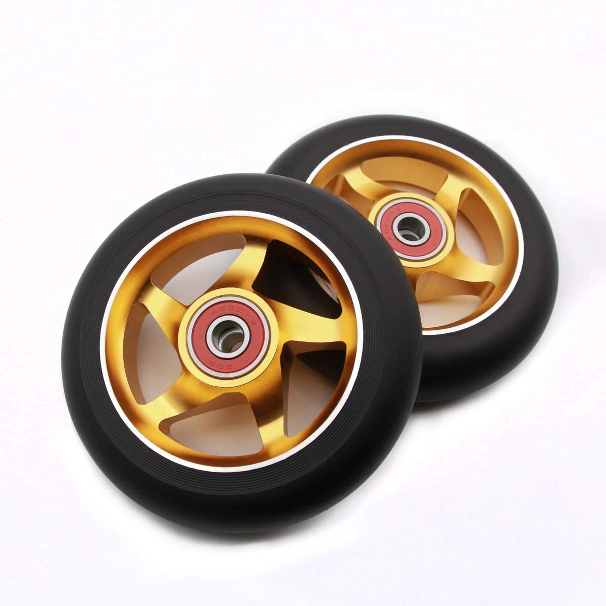 2Pcs 100 mm Pro Stunt Scooter Wheels with Abec 9 Bearings for 100mm, Black