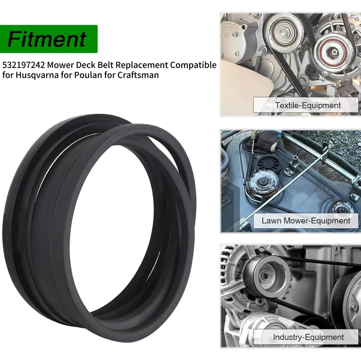 1 * 352cm/138.75in Mower Deck Belt For Husqvarna: GTH 264T, YTH 2348, YTH 2448T