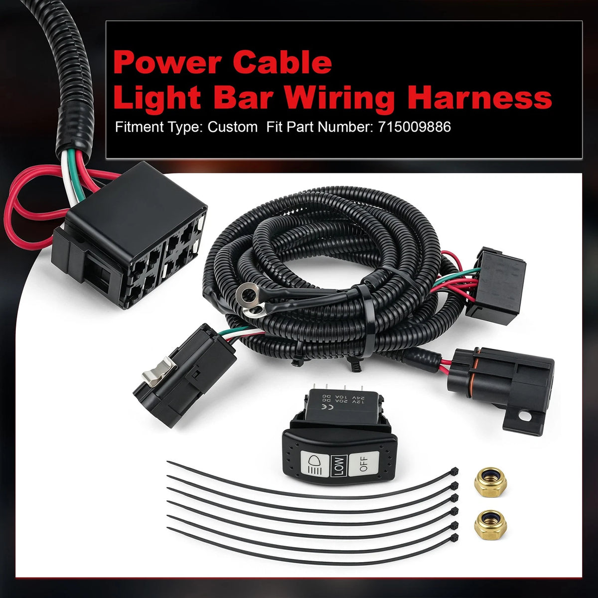 LED light switch wiring harness for Can-Am Defender HD11, replaces 715009886