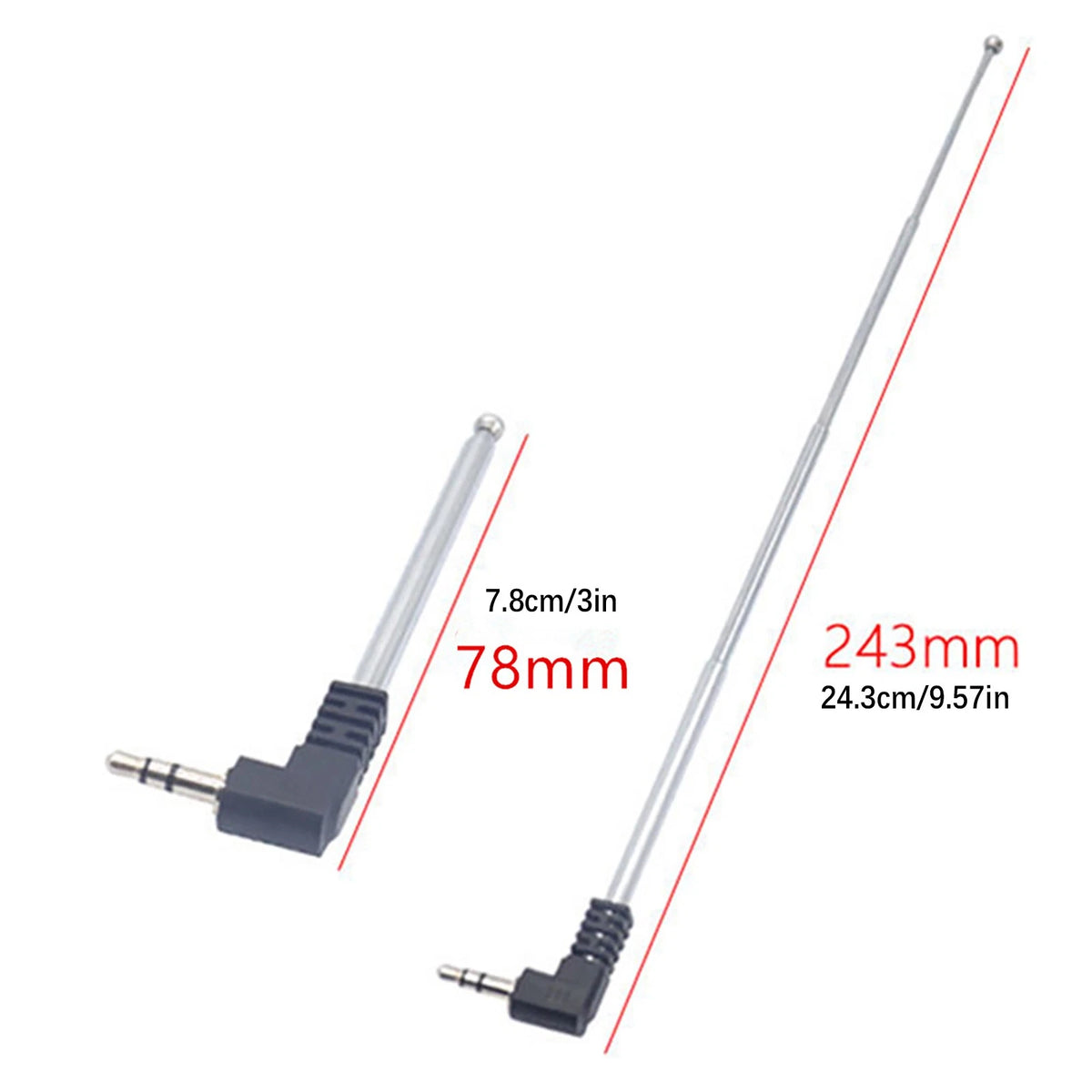 2PCS 3.5mm FM Radio Telescopic Antenna for Mobile Phone Radio Speaker