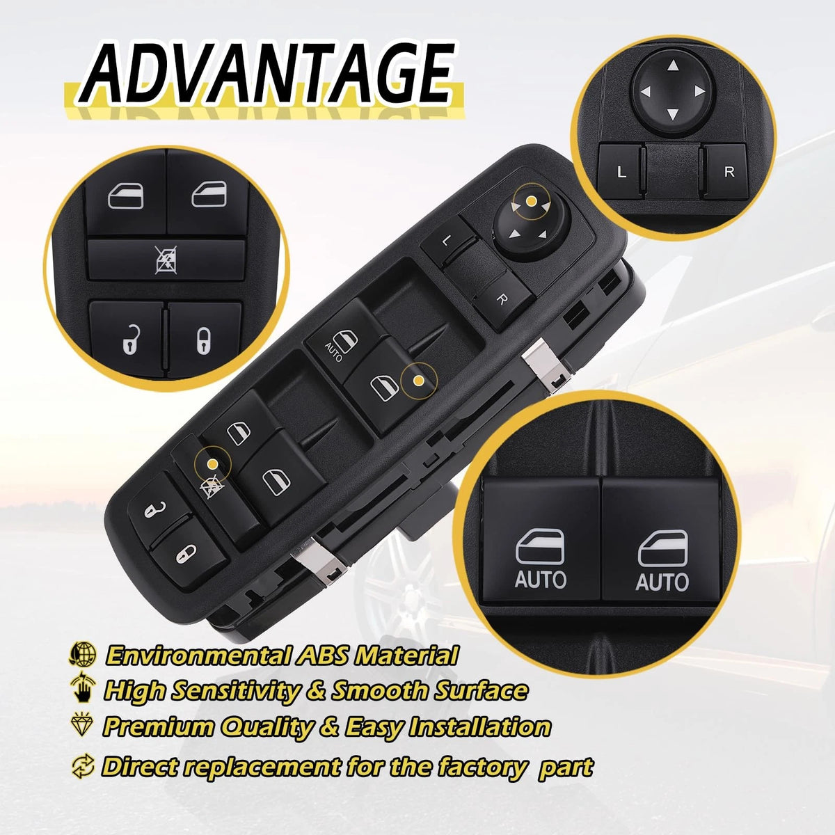 Vurkcy Power Window Switch Master Door Lock Control Fit for 2009-2010 Dodge...