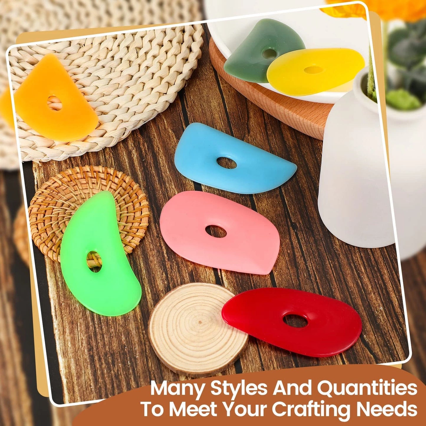 Sherr 21 Pcs Soft Ribs for Pottery Clay Silicone Rib Ceramics Bright Color