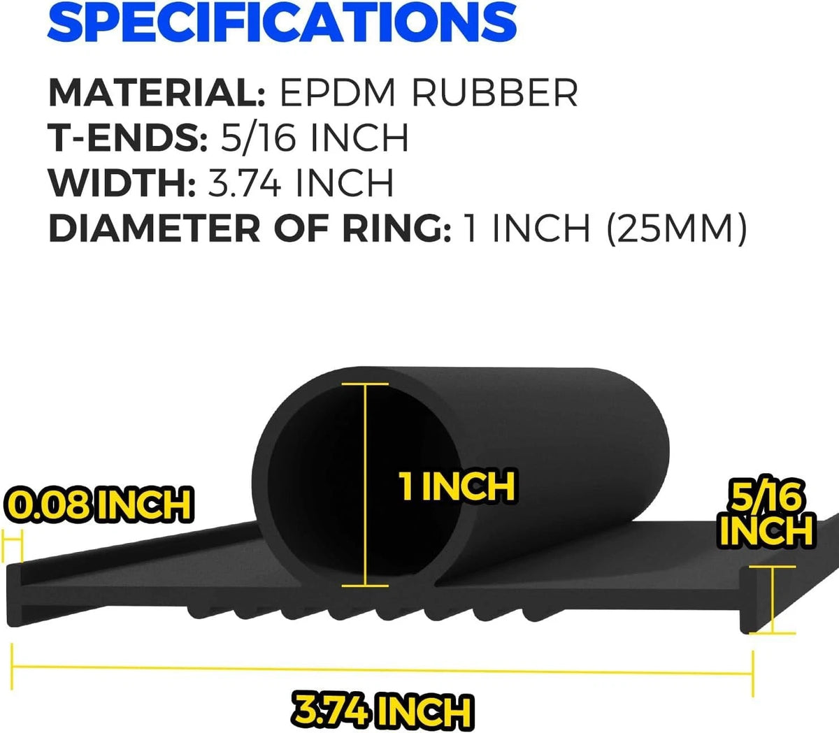 Holikme Garage Door Bottom Seal, EPDM Rubber Weather 22FT-Black-EPDM, Black