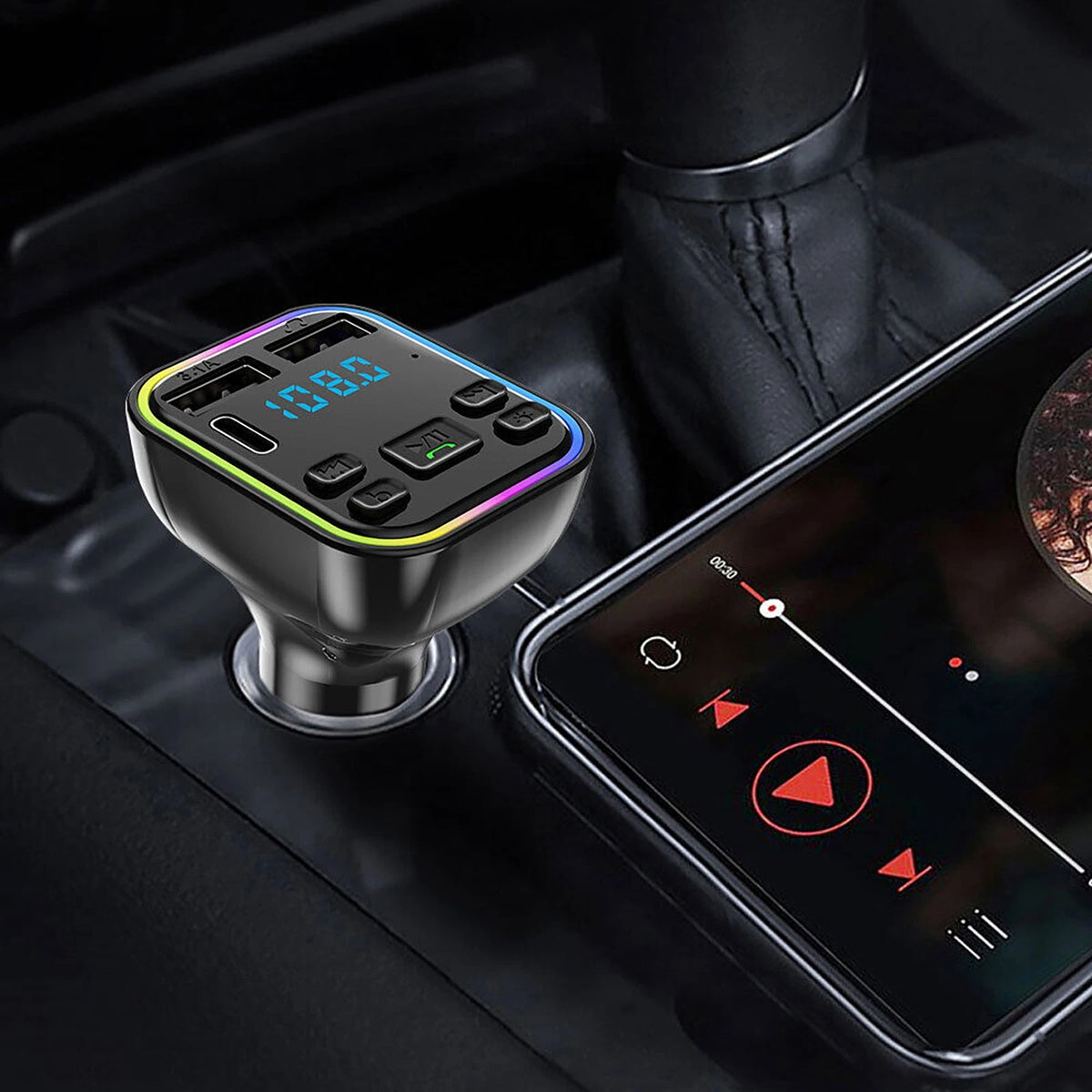 Car FM Transmitter Adapter Radio MP3 Player Type-C Dual USB Fast Charger