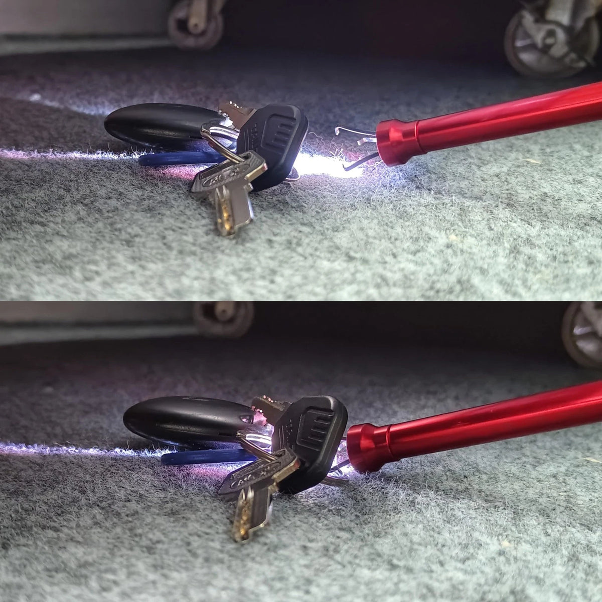 Flexible Claw Pickup Tool with Magnet telescoping led Red