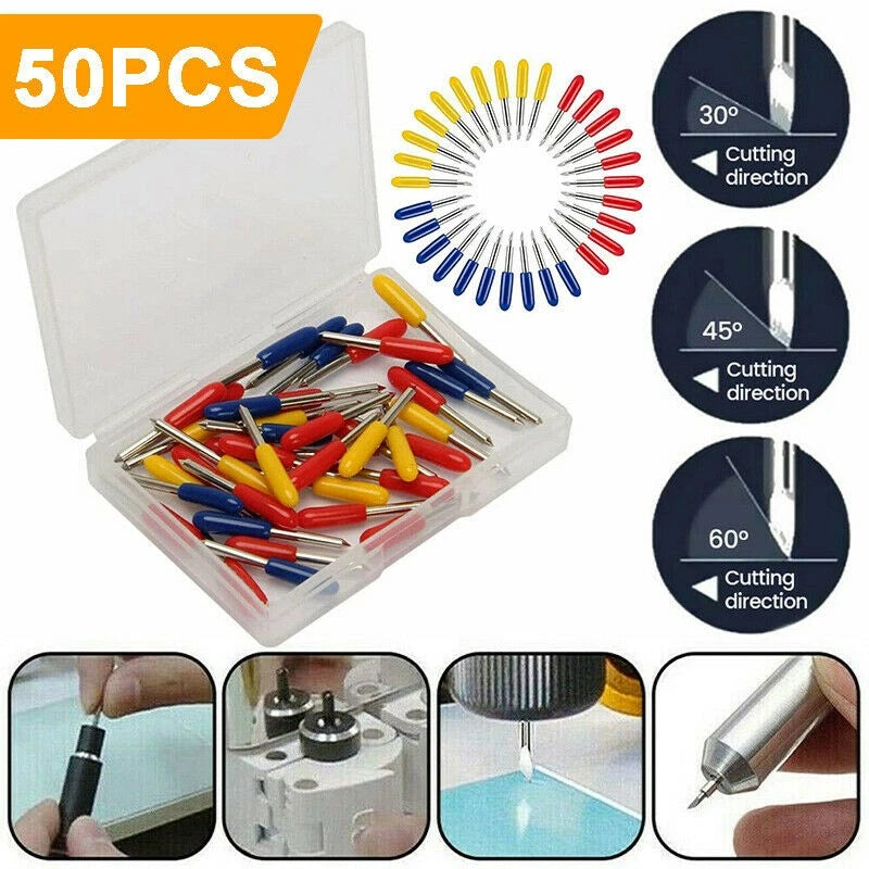 50Pcs 30°-60° Tungsten Steel Carbide Blade Roland Lettering Polished Kit