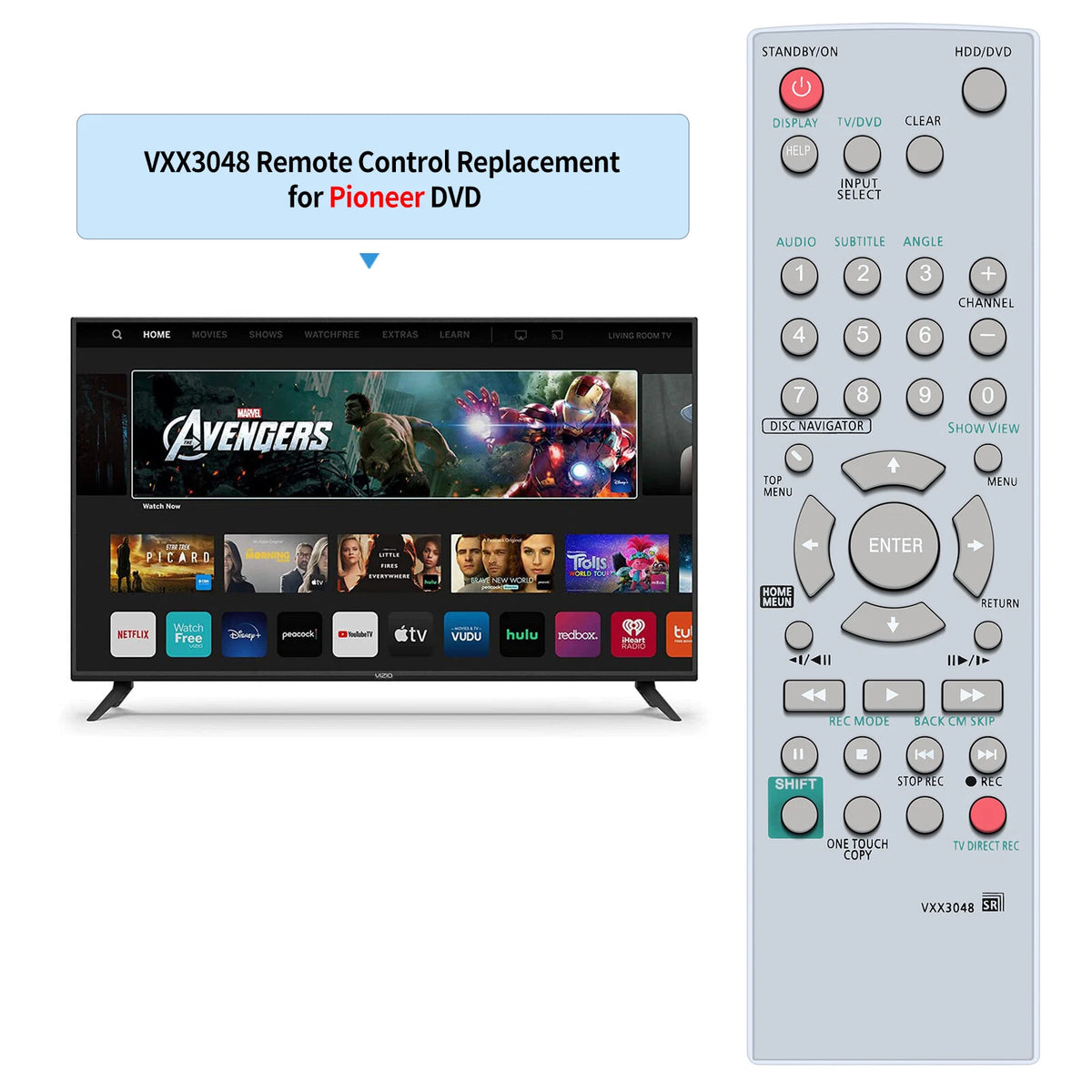 VXX3048 Remote Control For Pioneer DVD Recorder DVR-433H-K DVR-433H-S