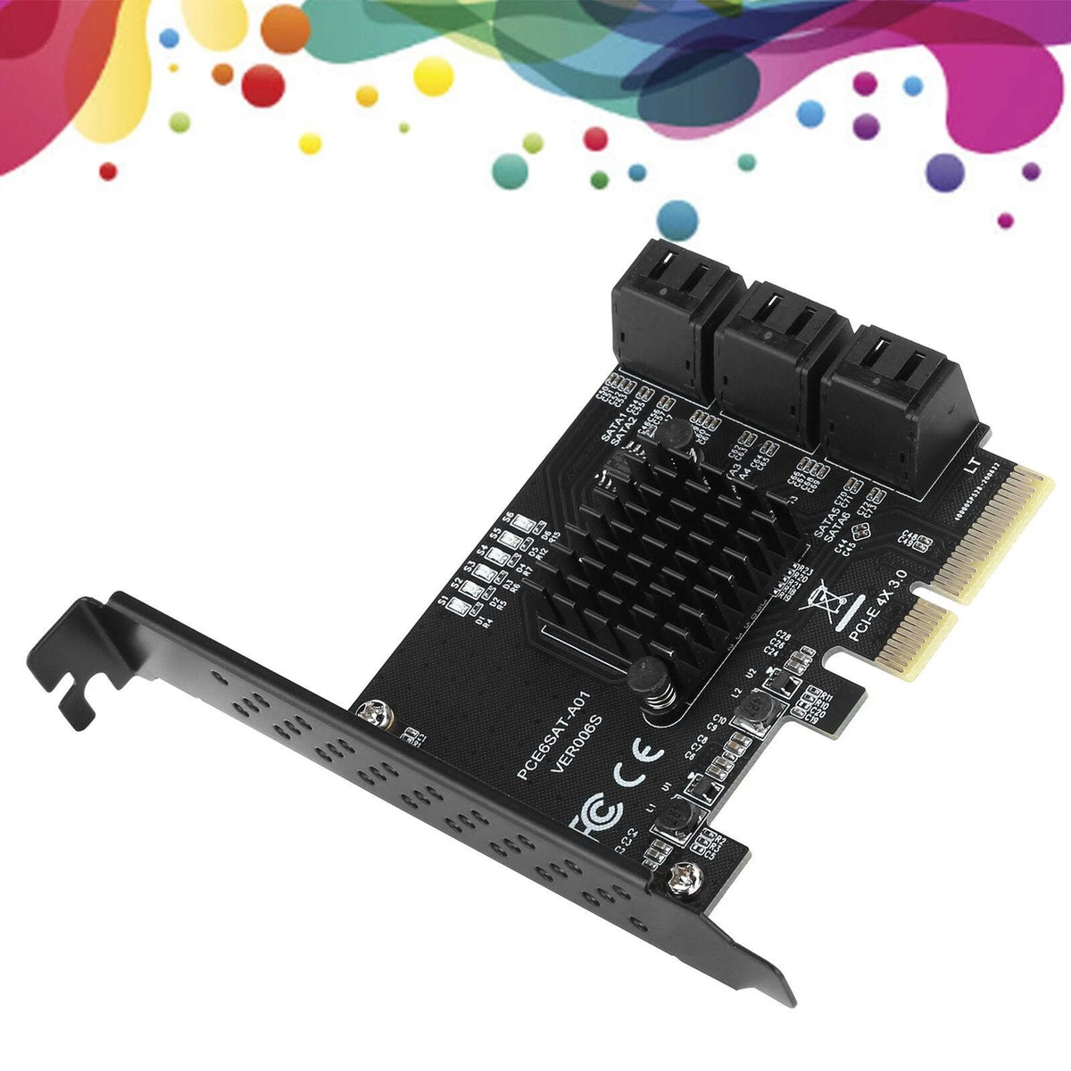 PCI-E To 6 Ports SATA 3.0 Controller Expansion Card Adapter 6Gbps For PC