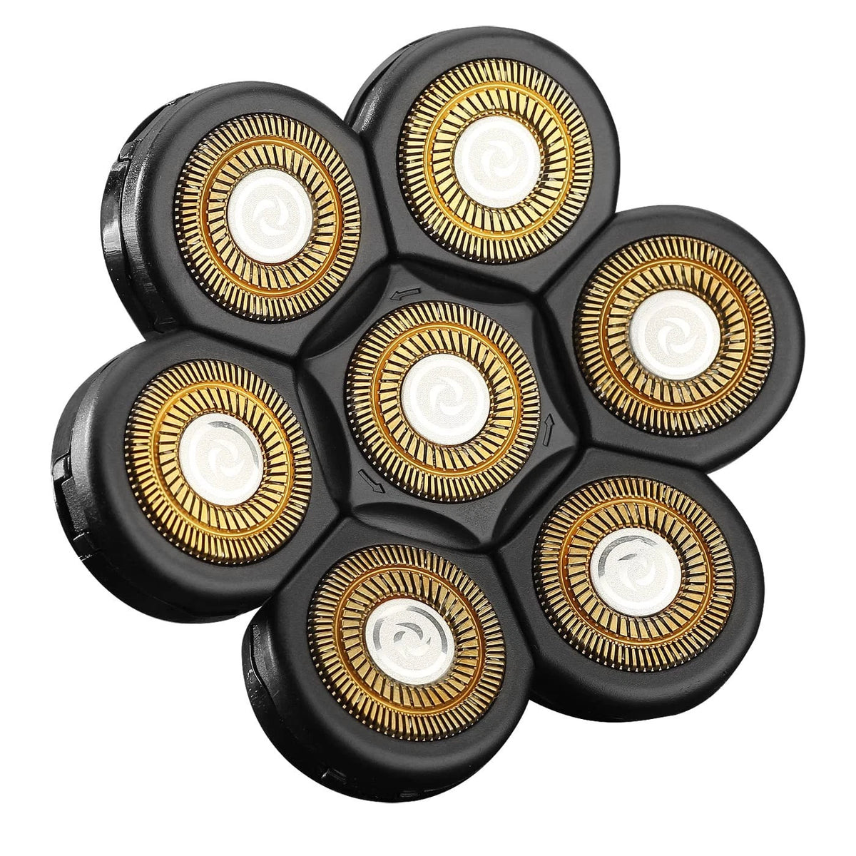 Universal 7 Blades Head Shaver Replacement Heads for 7 Gold+black