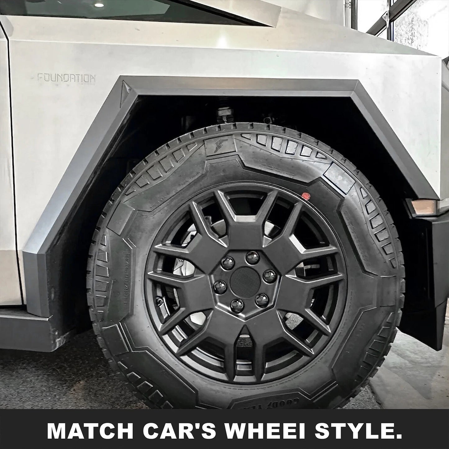 For Tesla Cybertruck Lug Nut Covers & Center Caps (24 Lugs + 4 Caps) Matte Black