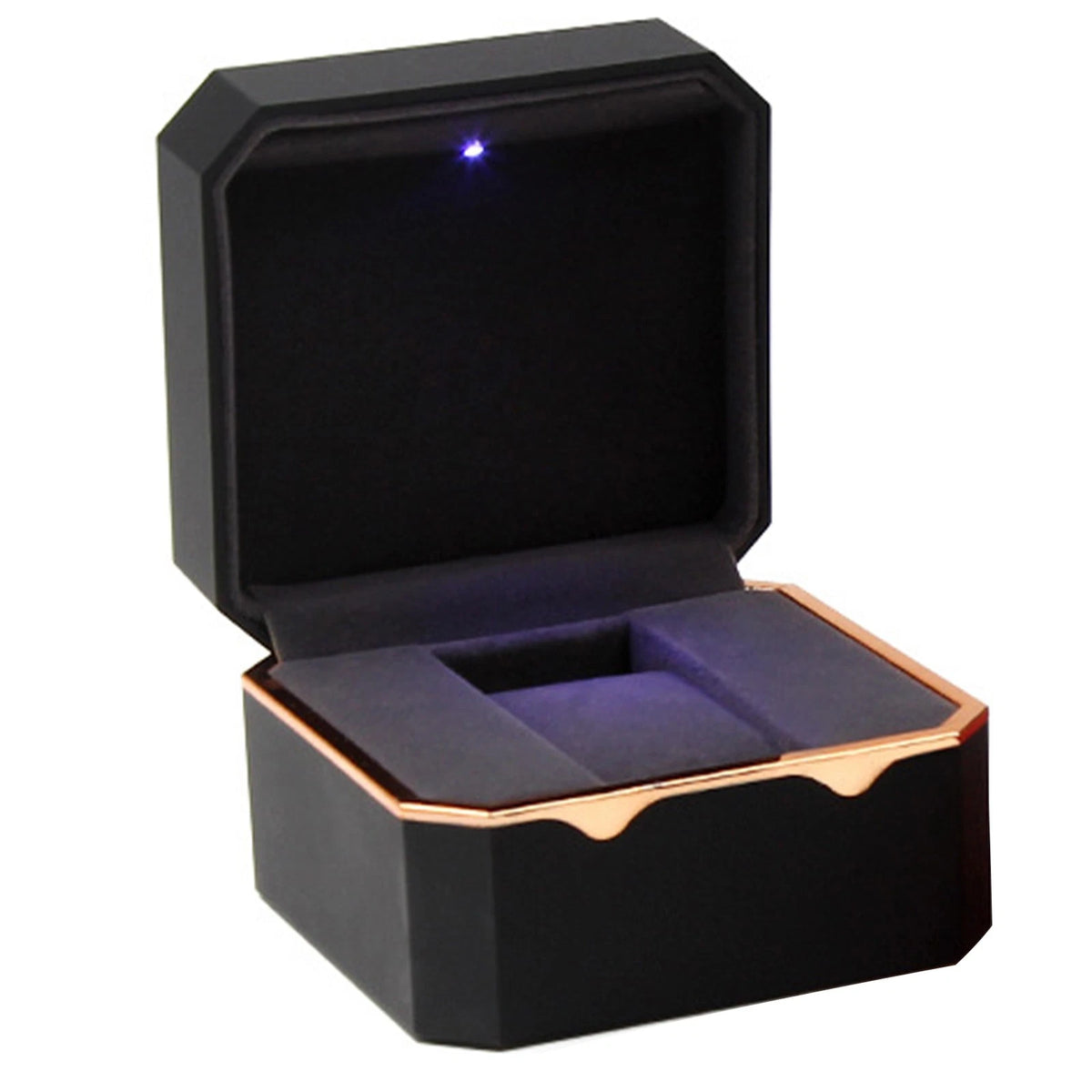LED Light Watch Case Antidust Display Storage Holder Luxury Jewelry Box Black/