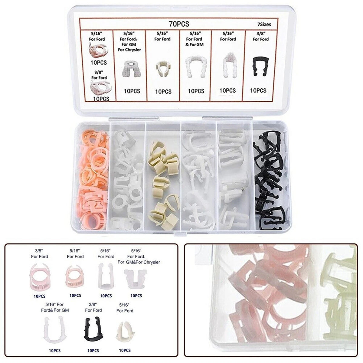 70* Fuel Line Retainer Clip Assortment Replacement For Ford Car Accessories