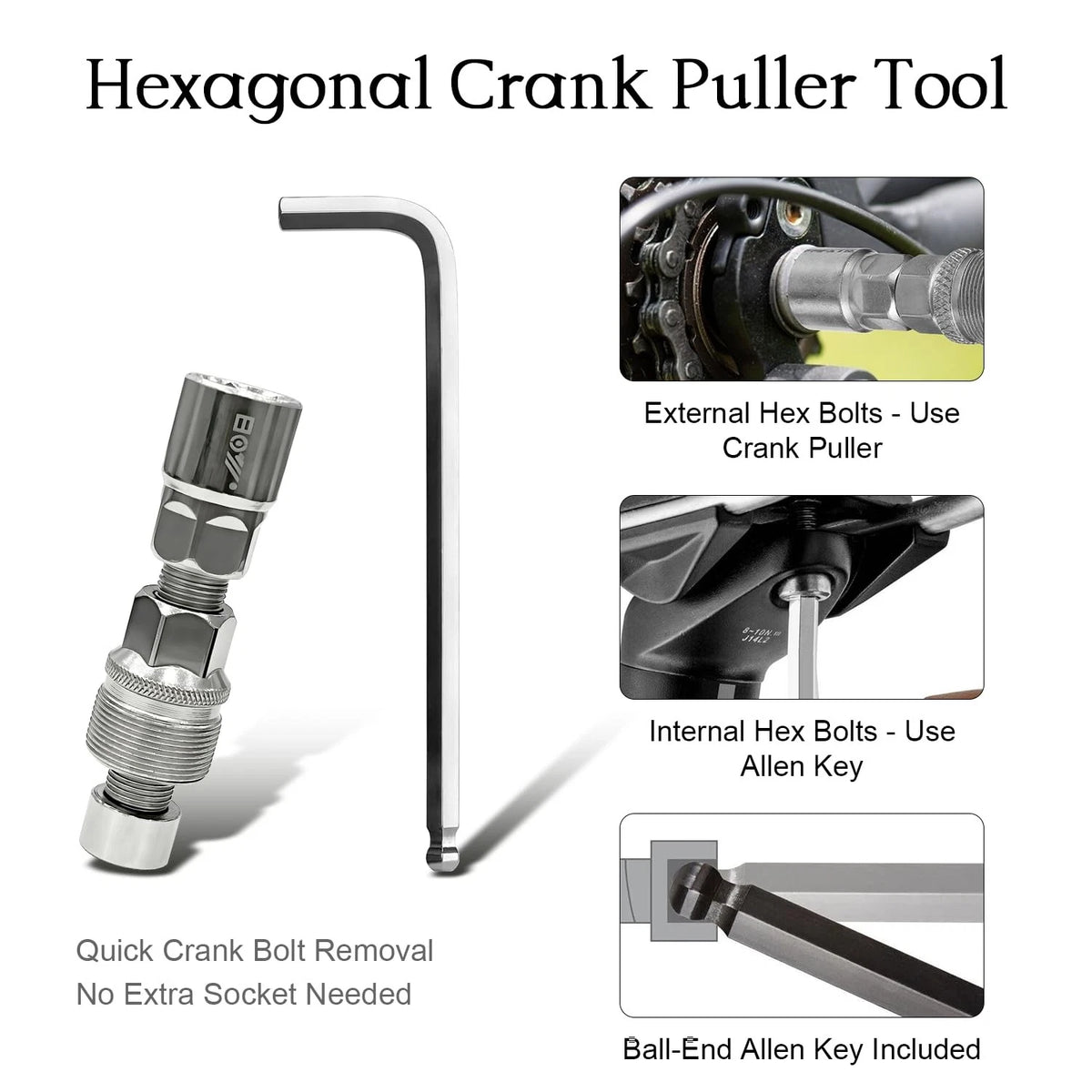 NISVACON Bike Crank Puller & Bottom Bracket Remover Set with One Size, Black
