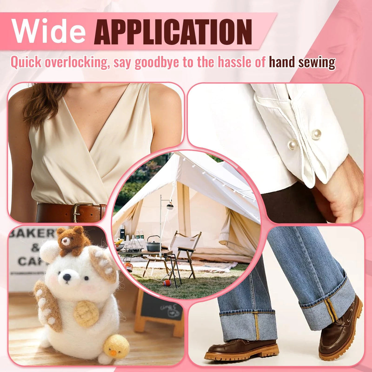 Stitch Gun for Clothes - Handheld Quick Clothing Fixer Pink White