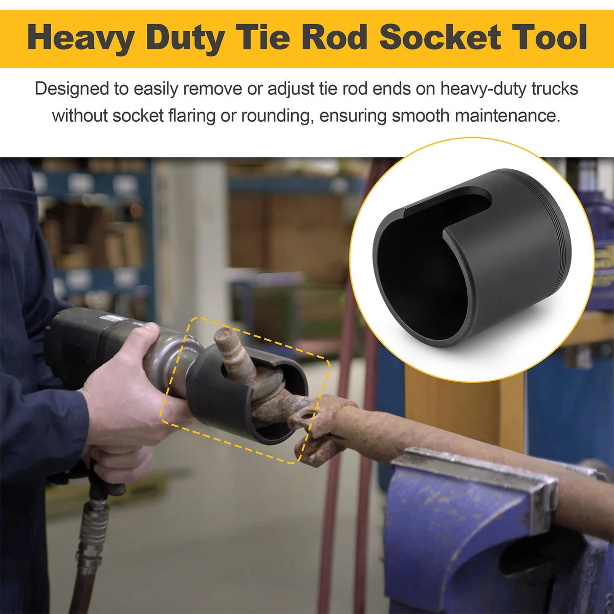 Tie Rod Socket Tool 10353 –Heavy Duty Fit for Class 6 to 8 Transportation Trucks