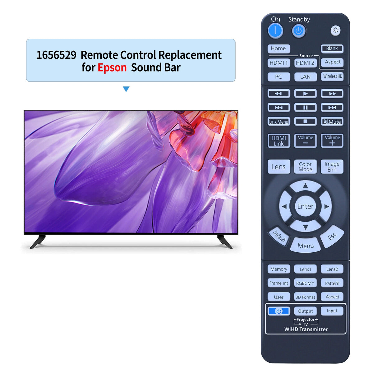 Replace Remote Control For Epson 2192876 / 219287600 Projector EH-TW9400W