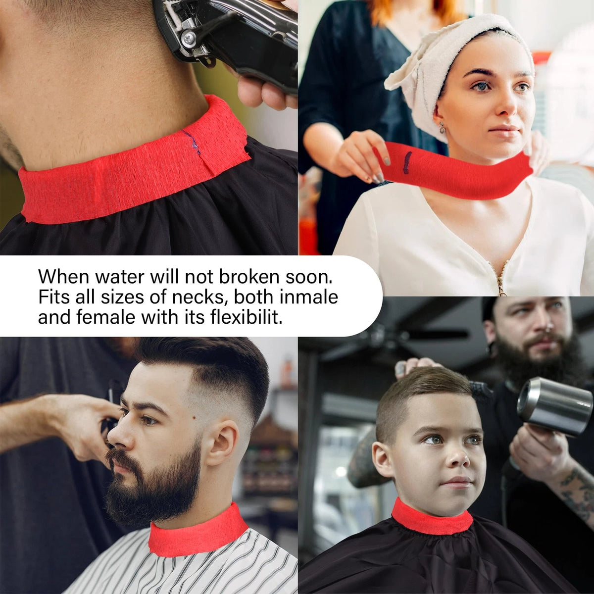 Stretchy Barber Paper Neck Strips - 5 Rolls & 500 100 Count (Pack of 5), Red