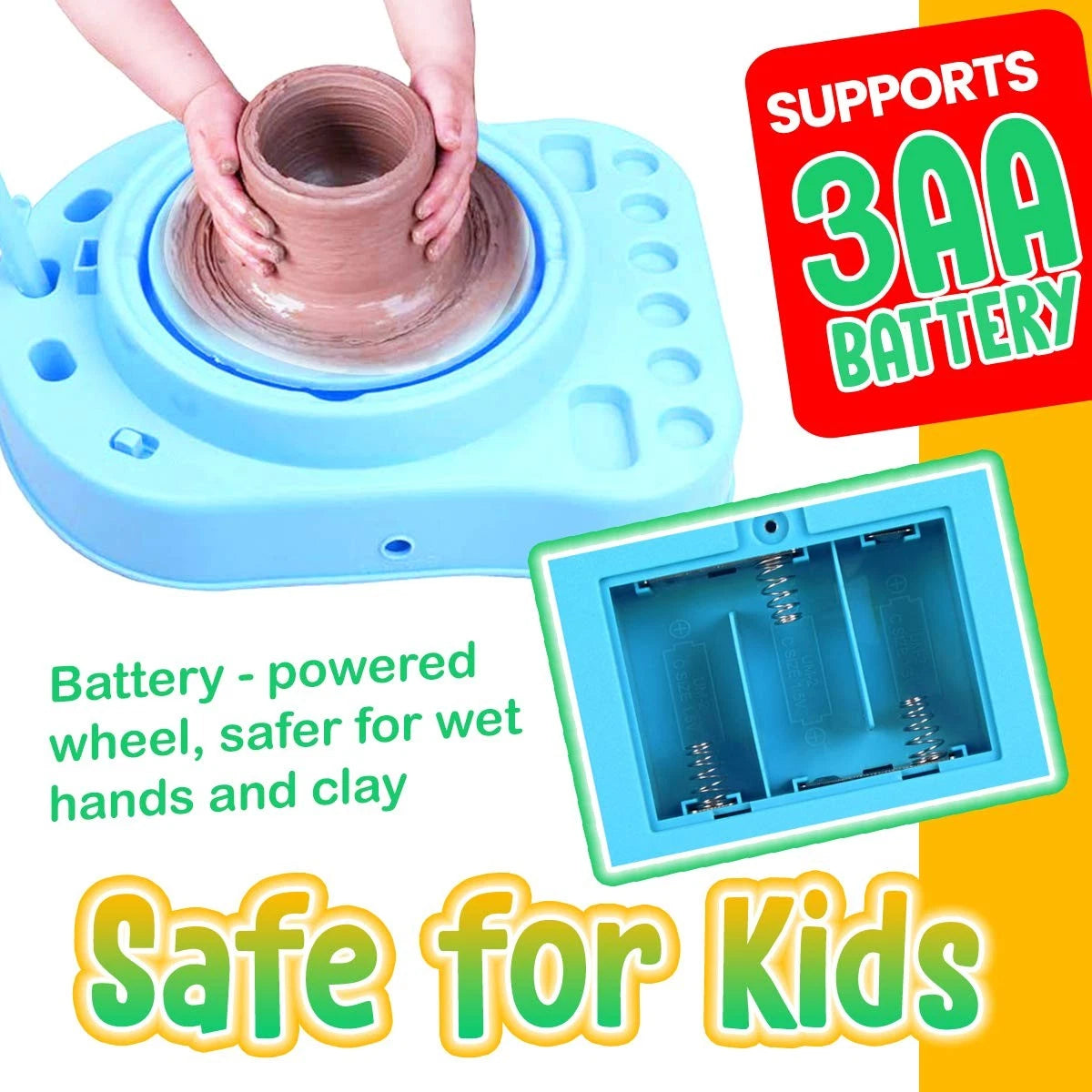 Insnug Mini Kids Pottery Wheel: Complete Painting Kit for Small, Blue