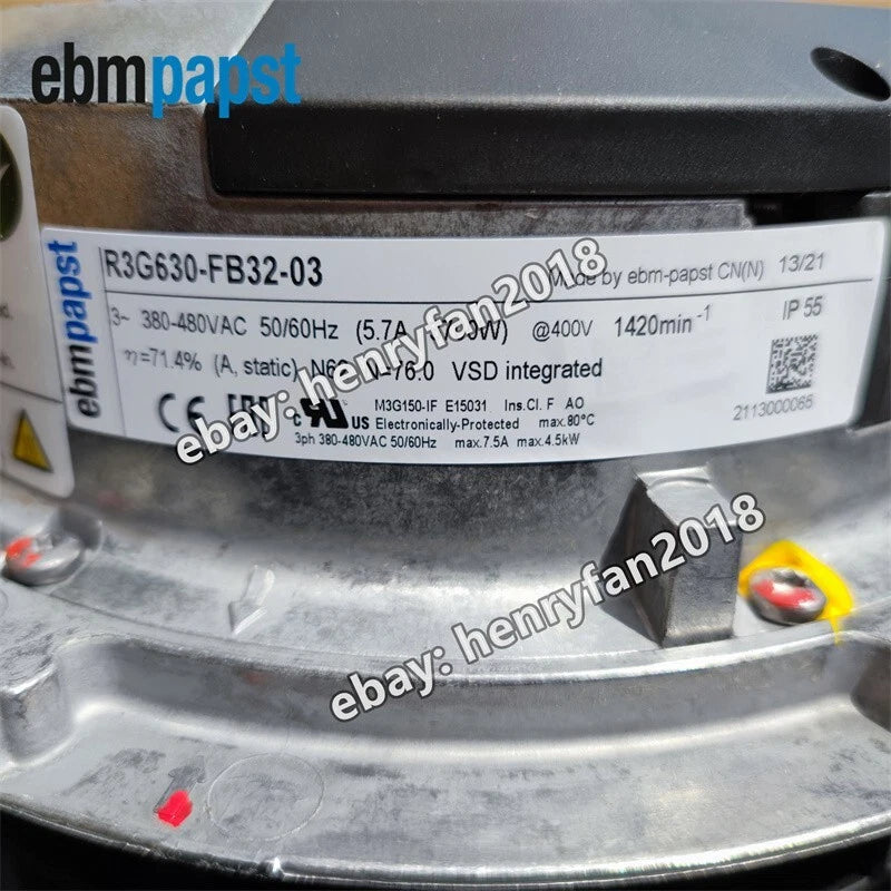 Ebmpapst R3G630-FB32-03 Centrifugal Fan AC 380~480V IP55 5.7A 3700W EC AHU Fan