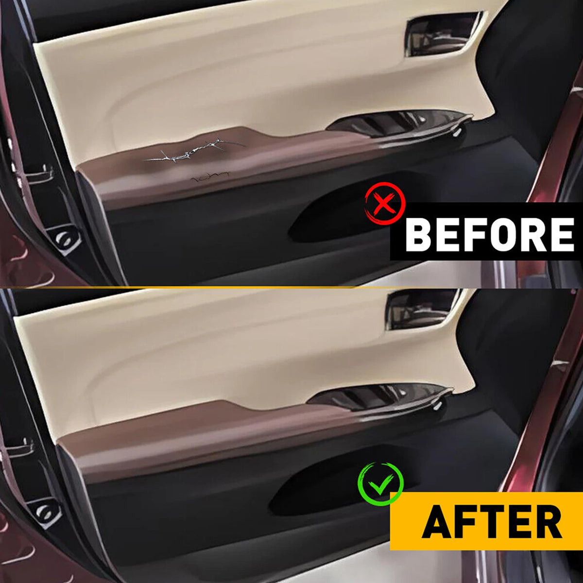 For Toyota Avalon 2013-18 Brown Console Lid Armrest & Door Panel Leather Cover