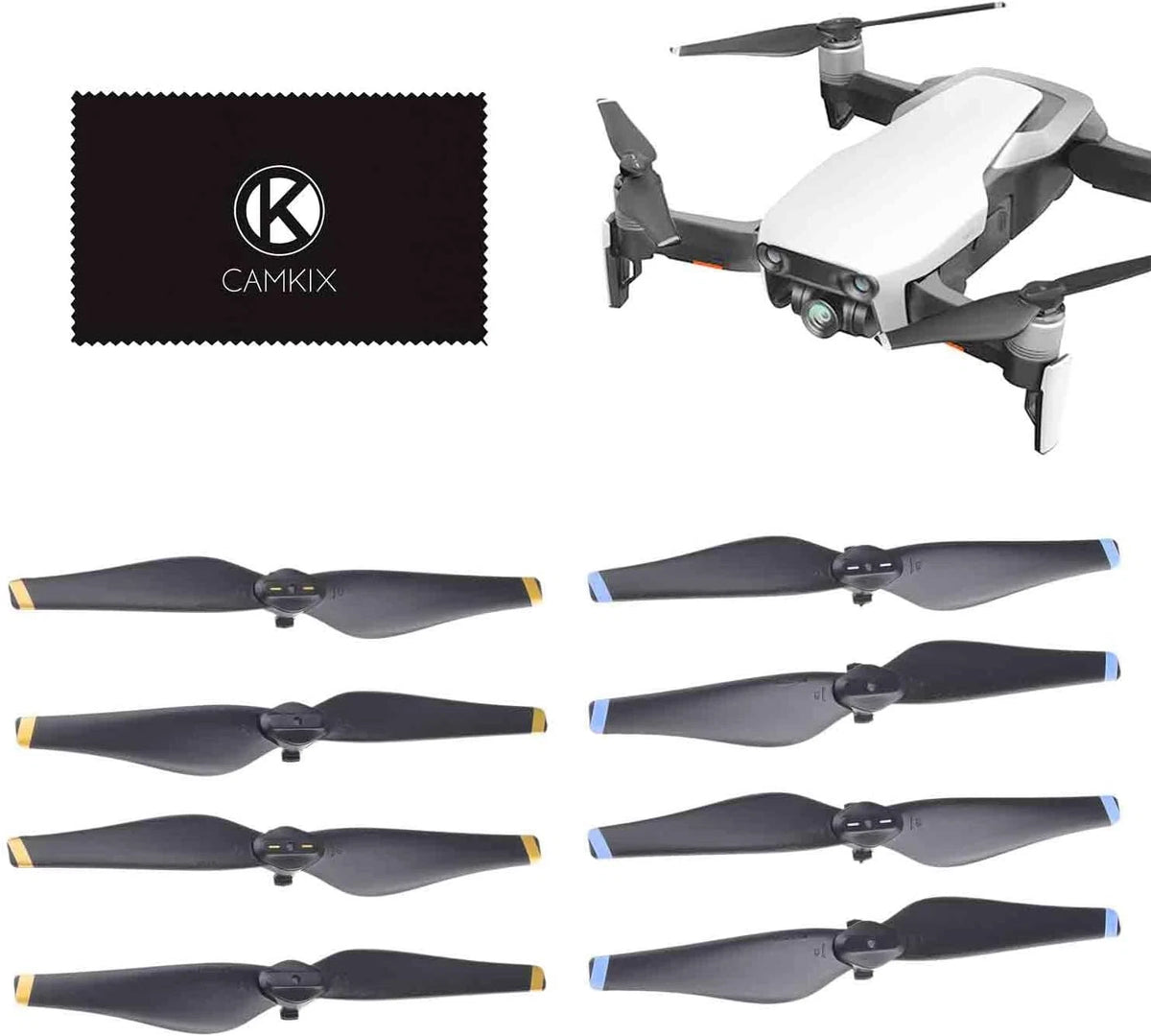 CamKix Replacement Propellers Compatible with DJI 8 Blades - 2 Sets (Black)