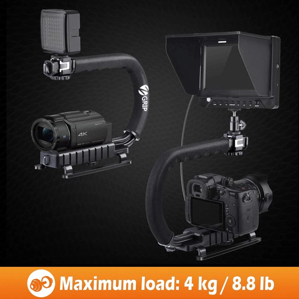 Zeadio Video Handheld Stabilizer, Triple Cold-Shoe 1. Hot-shoe, Black