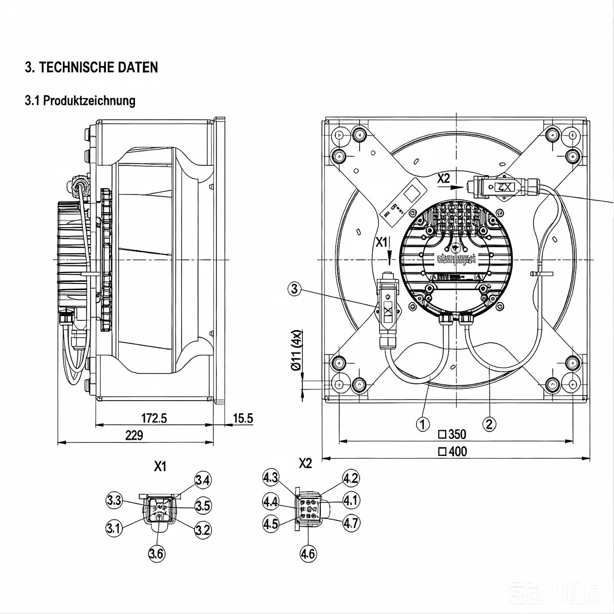 K3G310-AY90-N1 for ebmpapst EC 400VAC 1.8A 1.2KW for Rail transit Cooling Fan