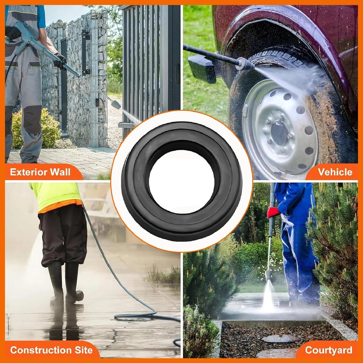 6-Pack AR2235 Pressure Washer Water Seal Kit for Briggs & Stratton & black