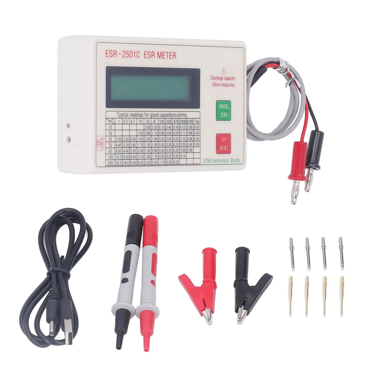 ABS Handheld ESR DCR Capacitor Tester High Accuracy Capacitance Meter Tool