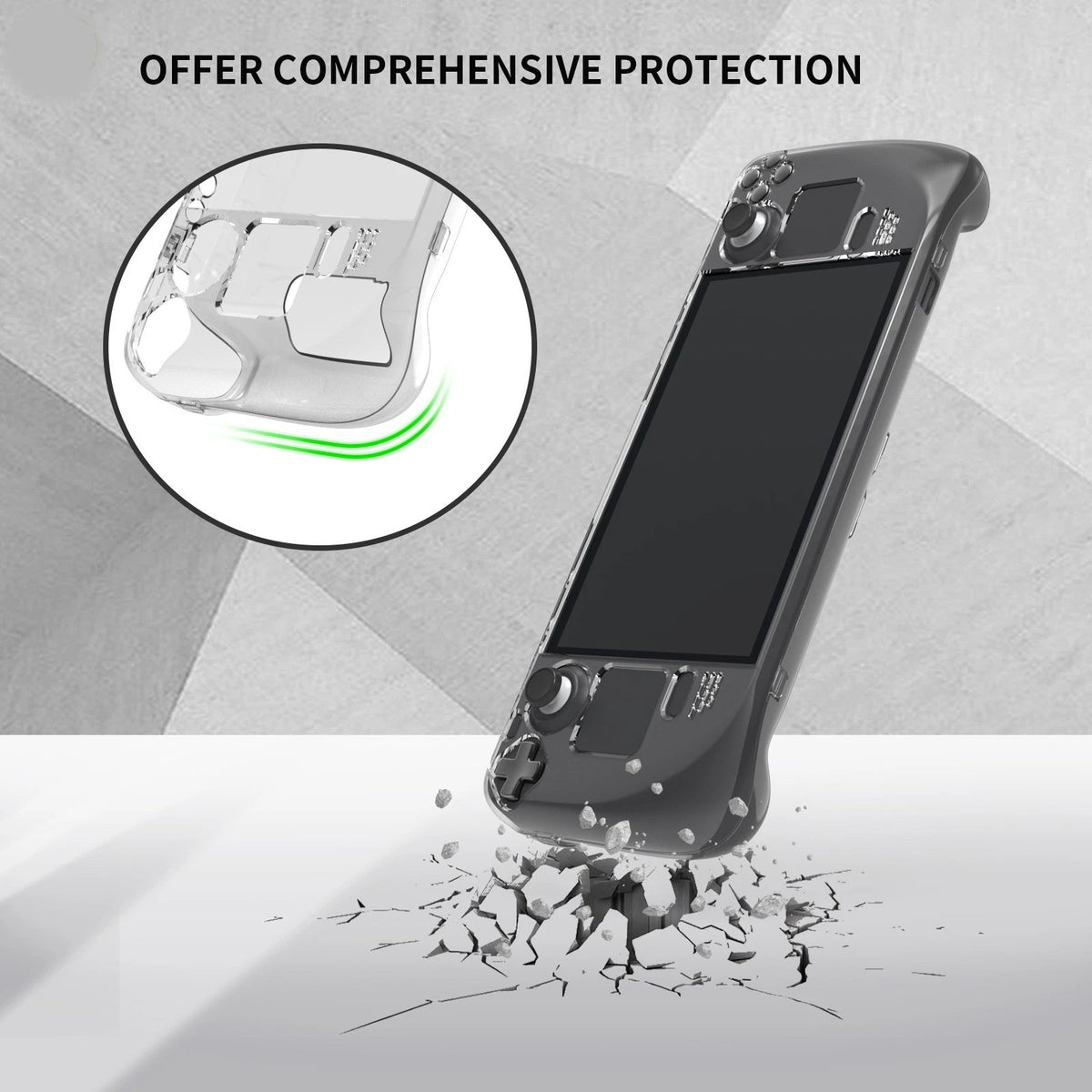 2 in 1 Crystal Clear Protective Back Case Shell for Steam Deck Game Console