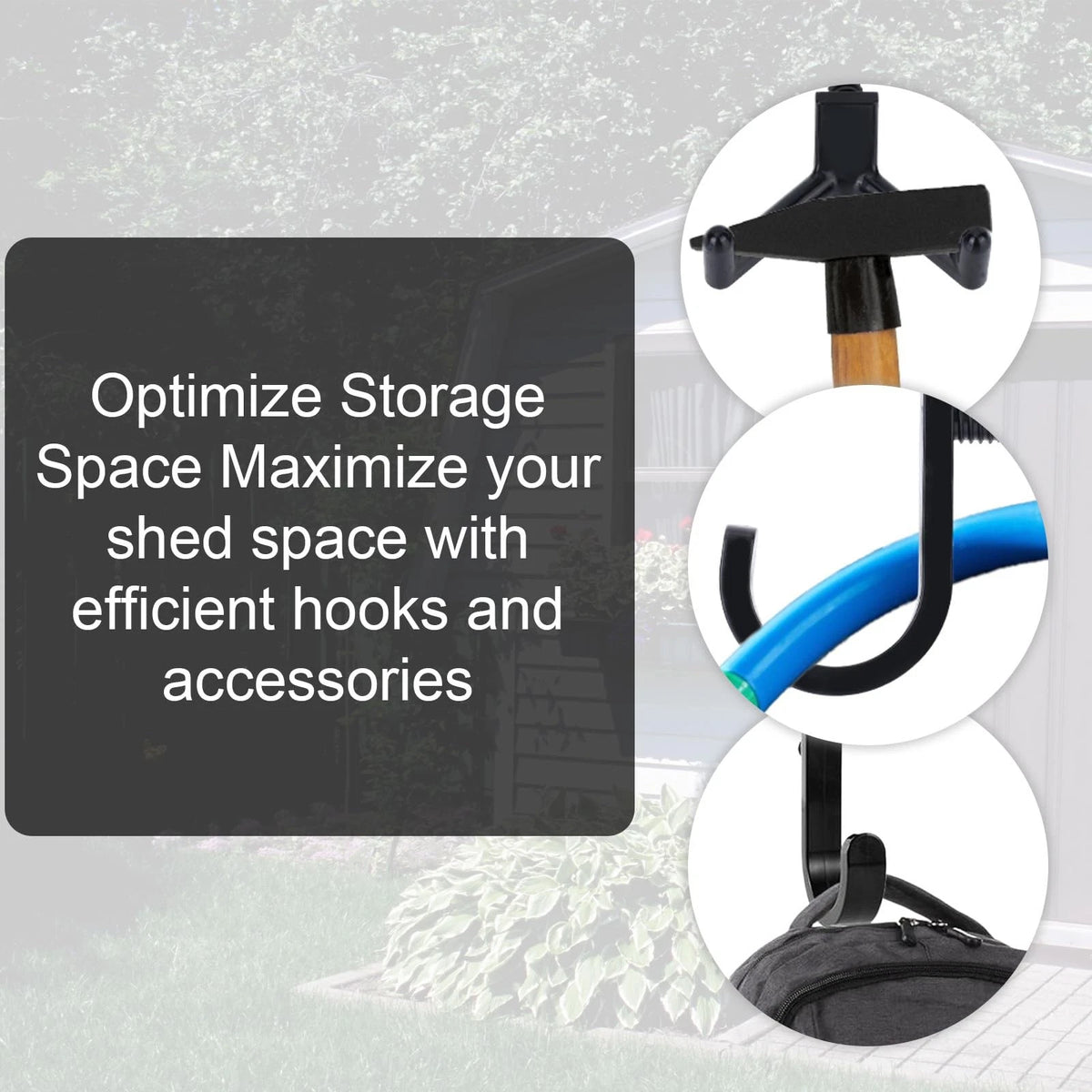 BOXOB 20pcs Tool Hooks for Suncast/Craftsman, V & J Shape Storage Shed Black