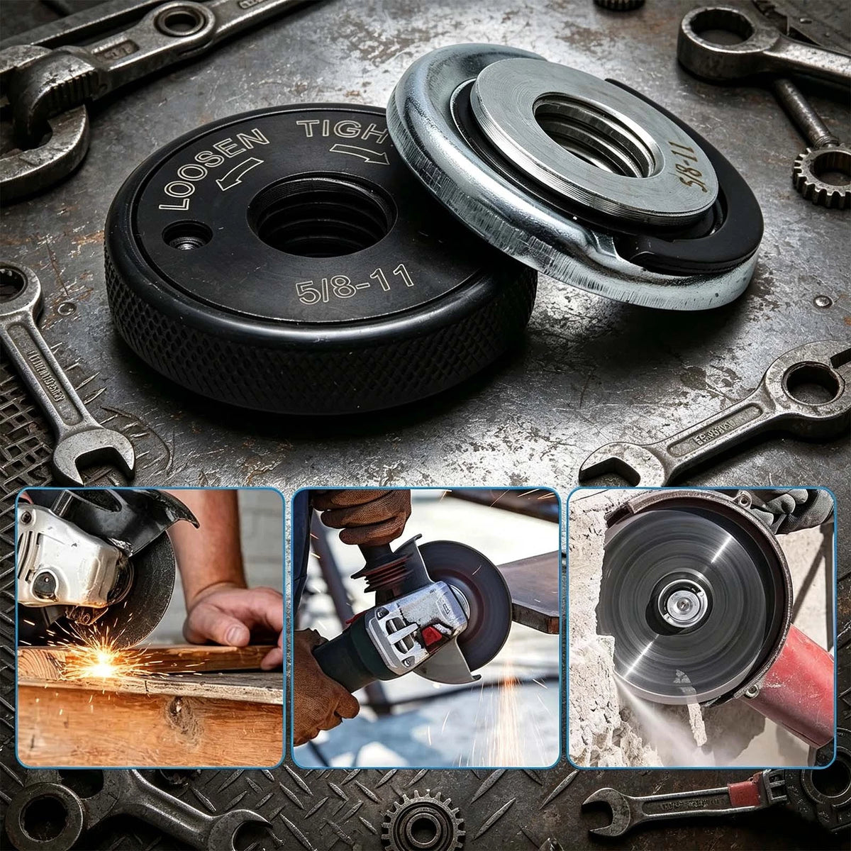 Replacement 5/8"-11 Angle Grinder Flange Nut Kit 2-Pack D-Ring & Knurled Nuts