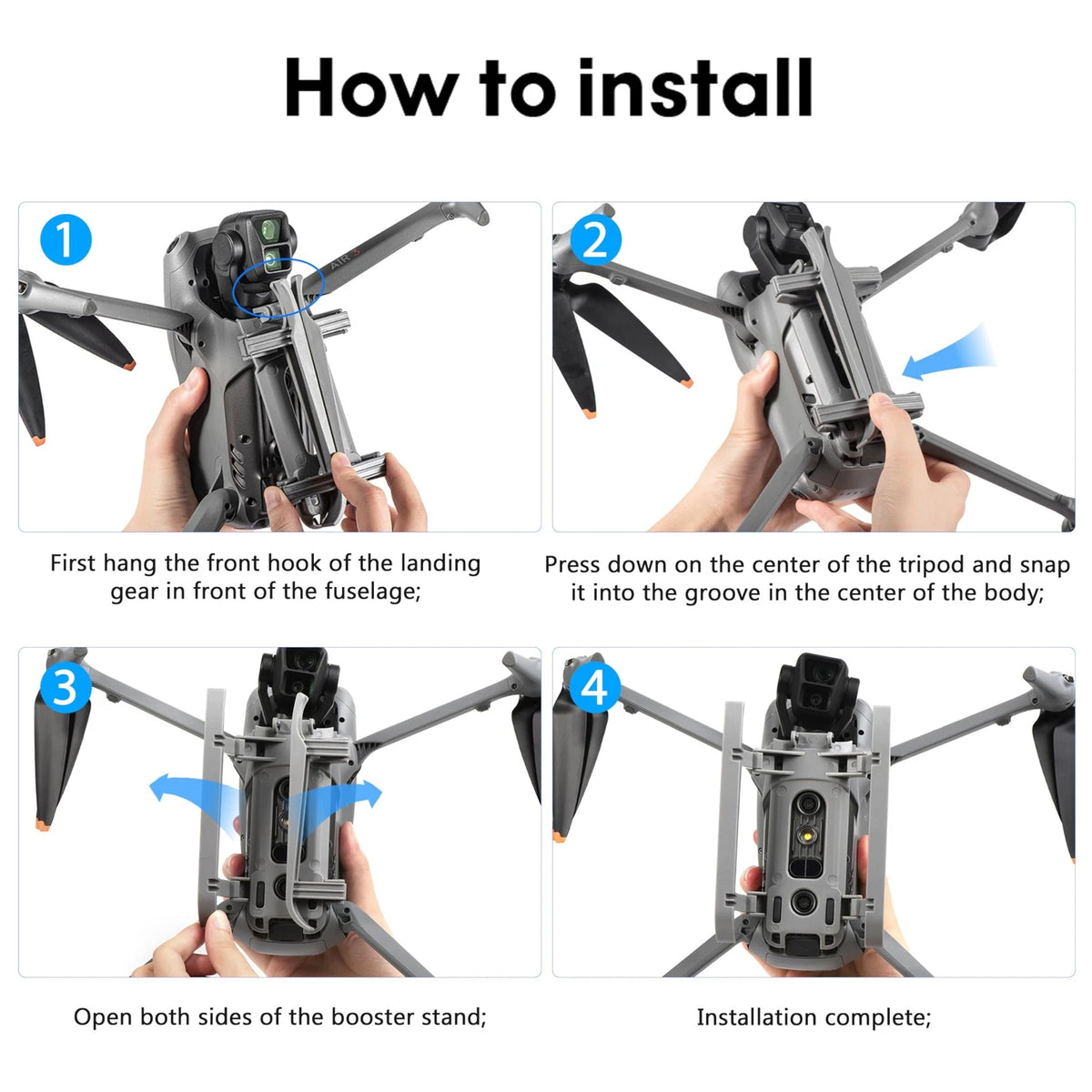 STARTRC PHOTO Landing Gear for DJI Air 3/3S Accessories, Foldable Gray