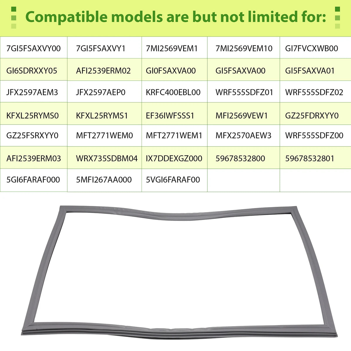 Refrigerator Freezer Door Gasket (Gray) Replaces W10714545 WPW10714545