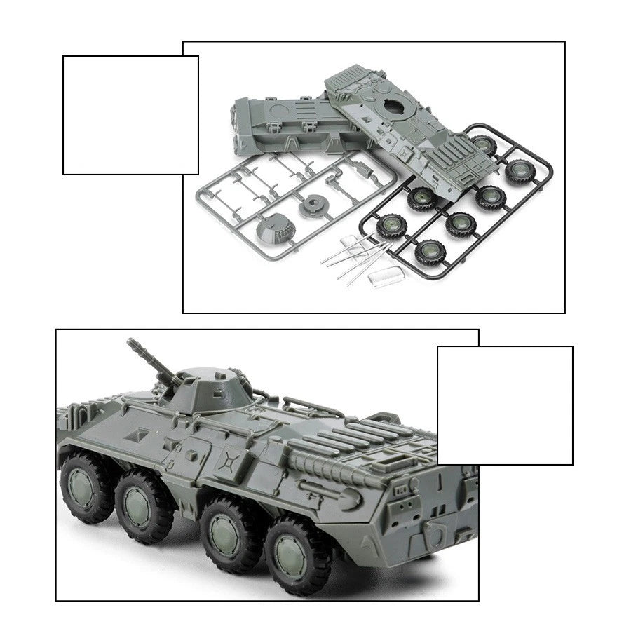1:72 Plastic Movable BTR-80 Wheeled Armored Vehicle Model Kit Christmas Gifts
