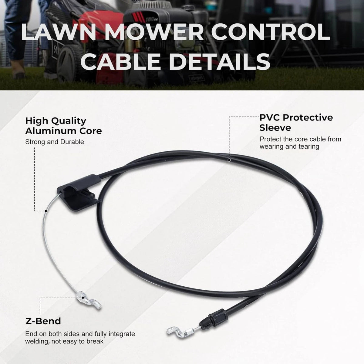 53.5in/136cm Lawn Mower Throttle Cable 532198463 Multi-model Compatibility