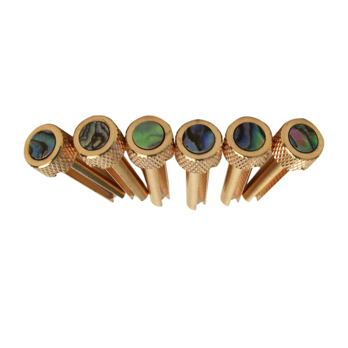 6Pack Flat Top Design Brass Bridge Pins Abalone Dot Inlay For Acoustic Guitar C