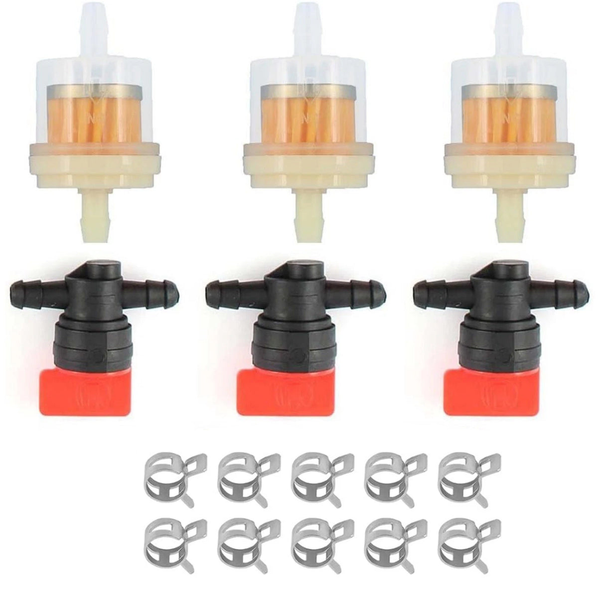 3-Pack Fuel Filter Replacement Kit 494768 698183 With Valves And Fuel Clamps