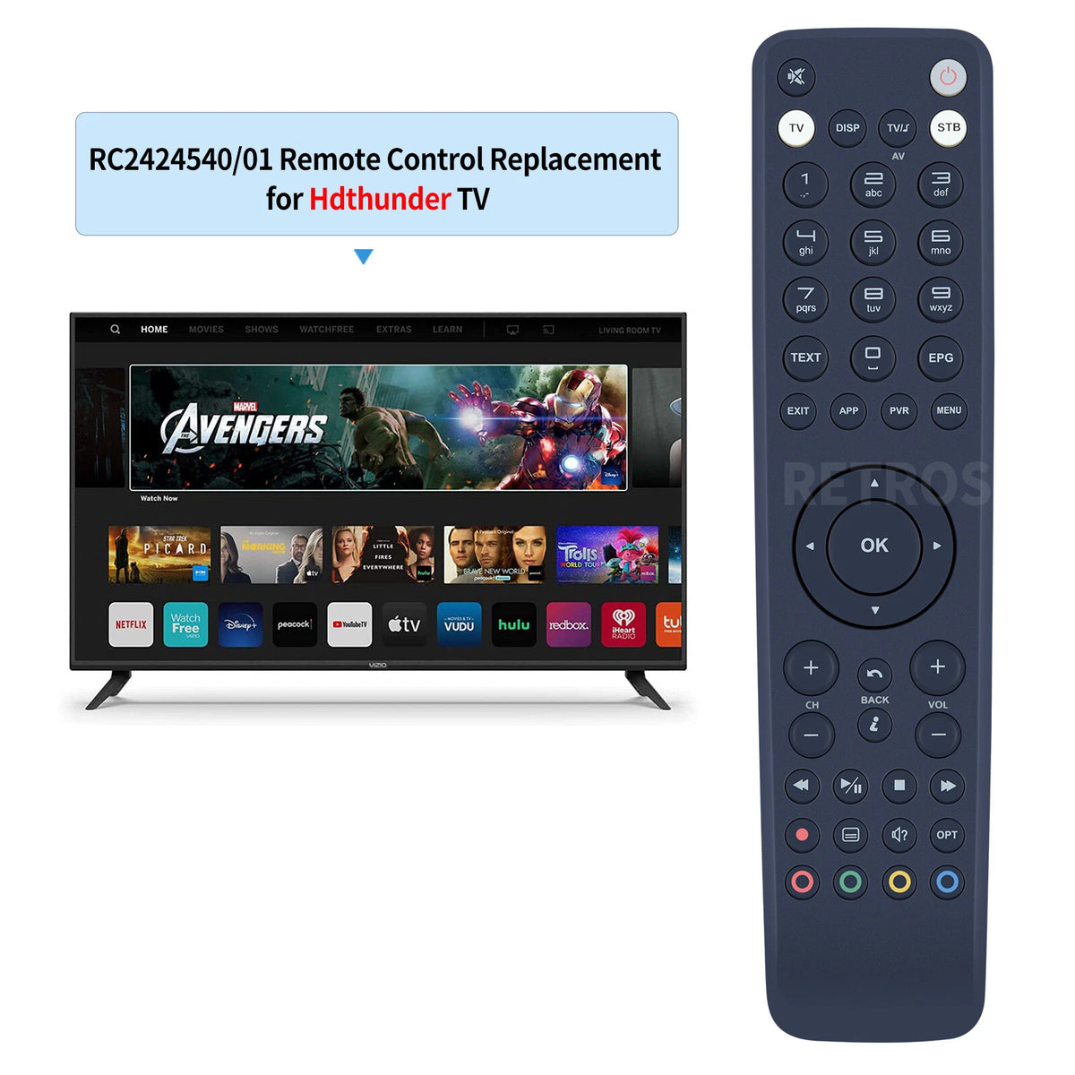RC2424540/01 For Hdthunder TV Replacement Remote Control