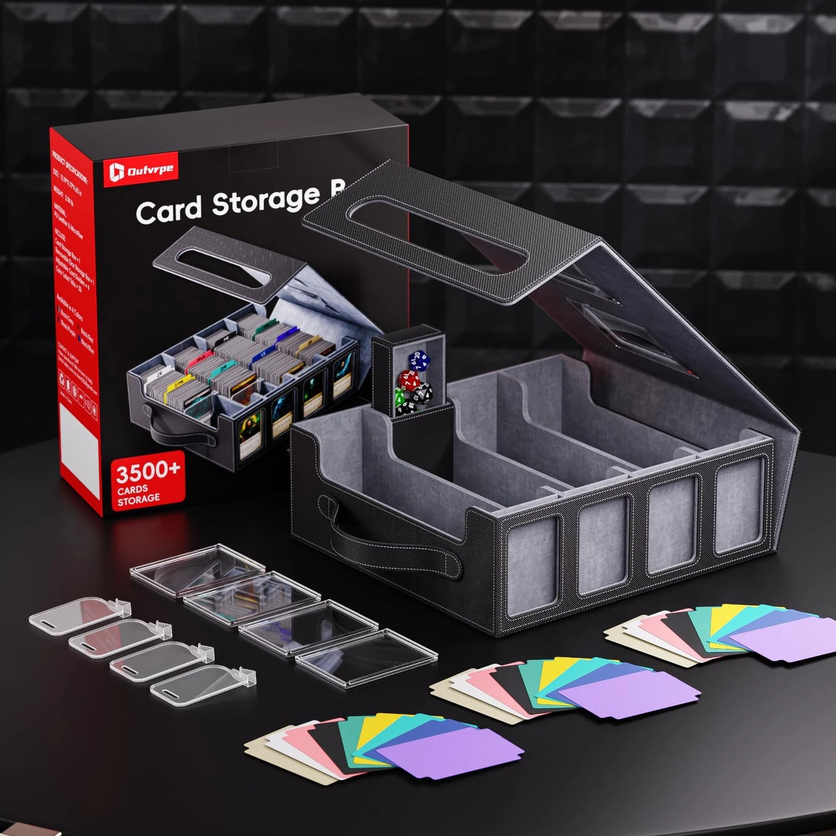 Dufvrpe Trading Card Storage Box – 3500+ Magnetic MTG Deck 3500+, Black/Grey