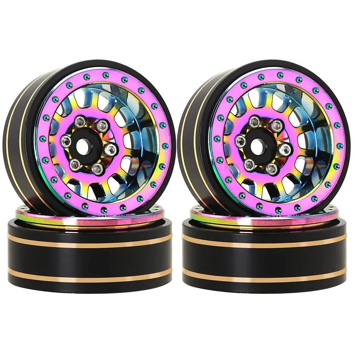 4pcs 1.1" Brass + Aluminium Alloy Wheel Hubs Rims for Axial SCX24 1/24 RC Car