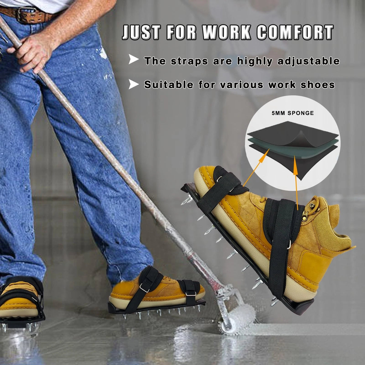 Spike Shoes for Epoxy Flooring with 3/4" Short Spikes Blue