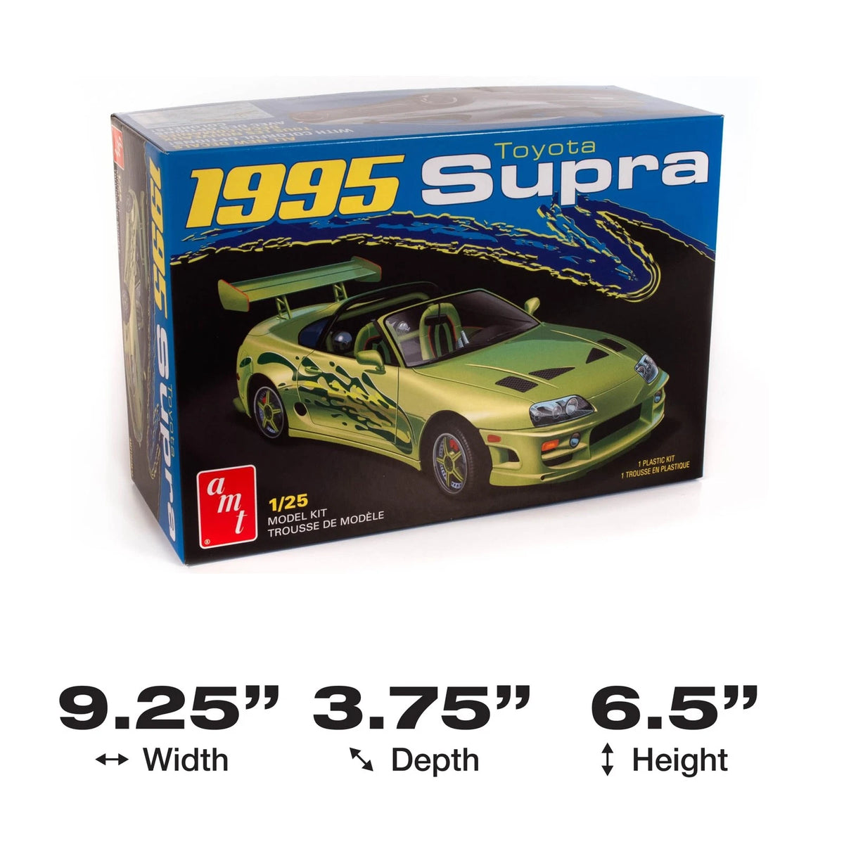 AMT 1995 Toyota Supra 1:25 Scale Model Kit 7 x 3.25 inches, Olive Green