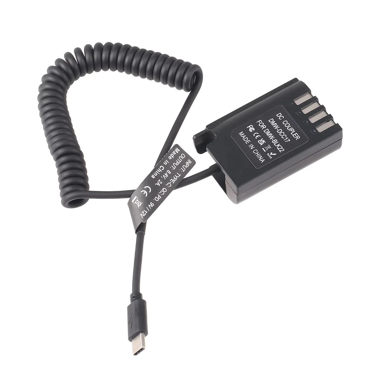 USB-C to DMW-BLK22/DCC17 Dummy Battery Power Cable For Panasonic GH3 Camera