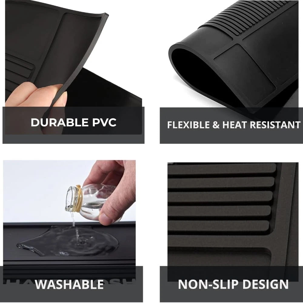 HAPPYPOSH Magnetic Barber Mat for Clippers, Large Professional Large, black