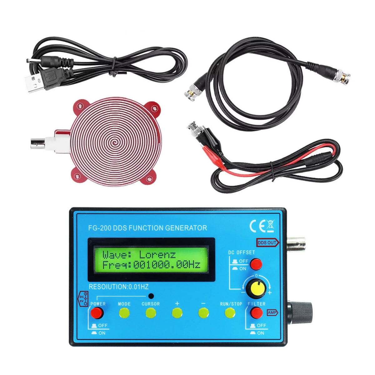 Multi Waveform Signal Generator DDS 15 Patterns 0.01Hz-500kHz with USB Cable