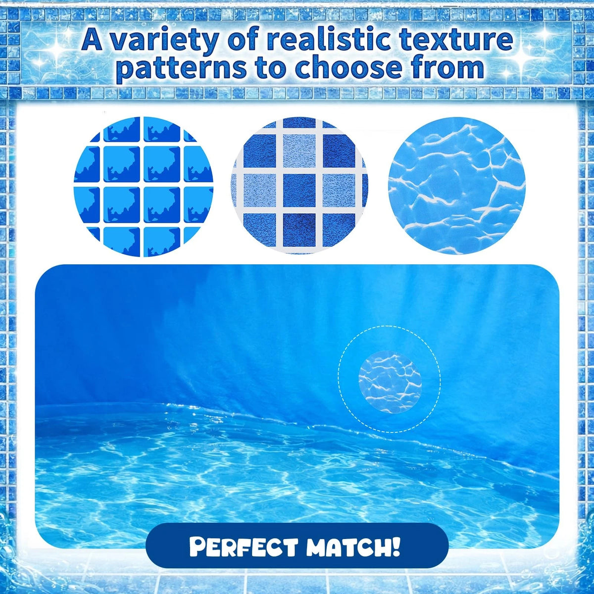 Innconee 24 Pcs Pool Repairs Circle 3.9 Inch, Light Blue Water Ripples