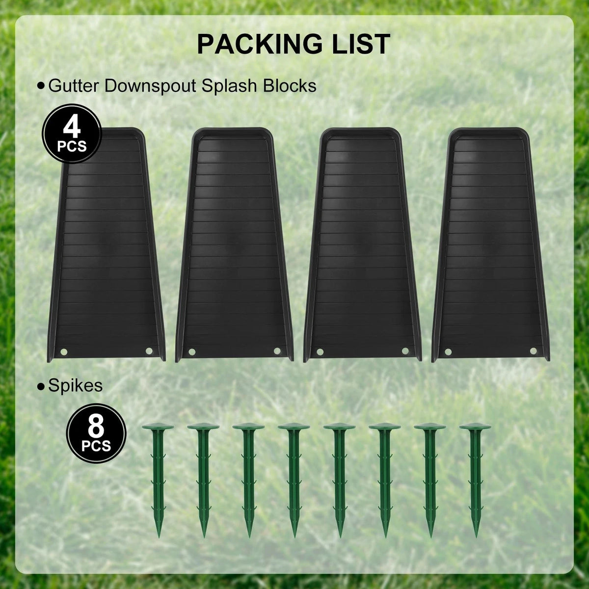 4 Pack Gutter Downspout Extensions,Rain Splash 4 Pack, Black