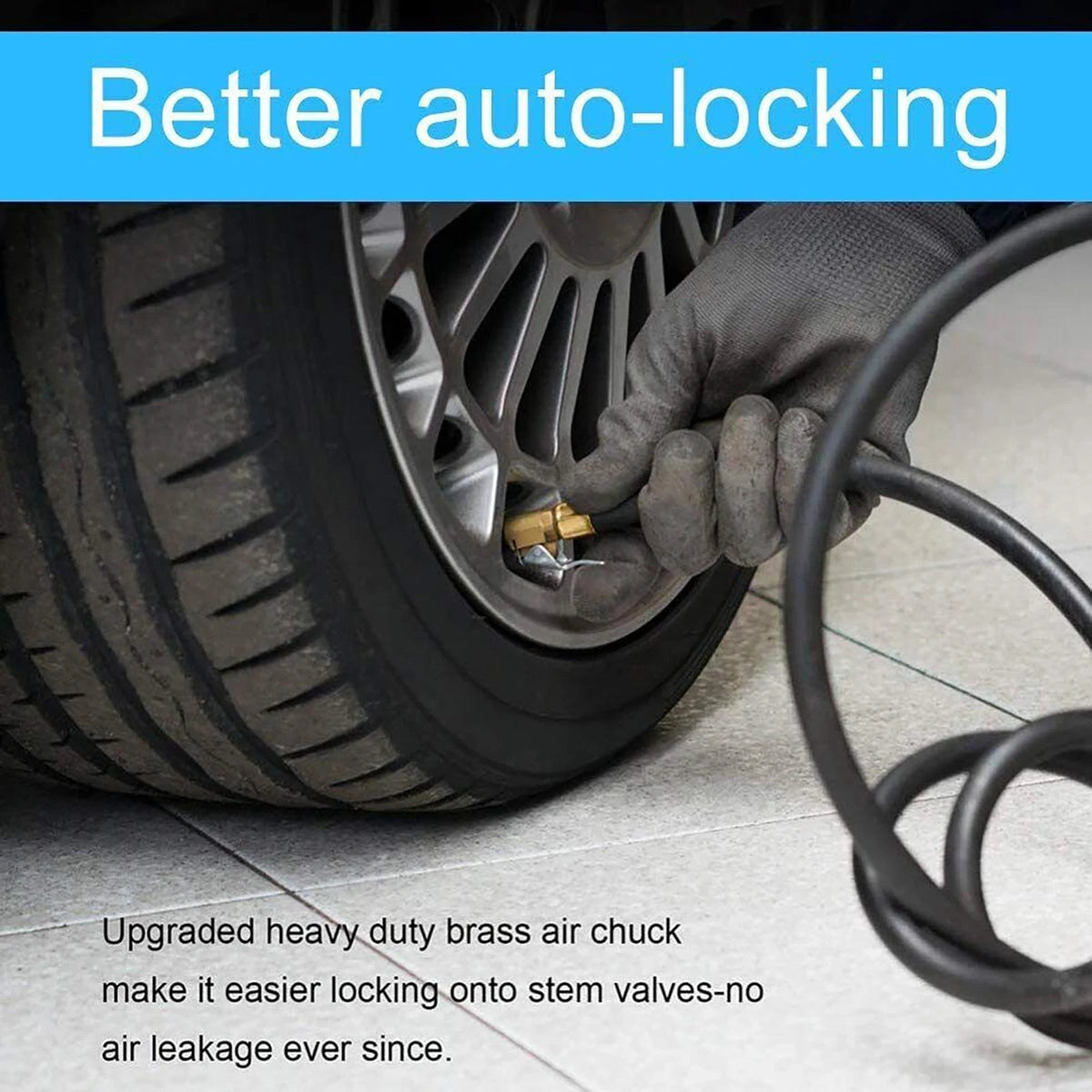 2PCS Open Flow Straight Lock-On Air Chuck with Clip for Tire Inflator Car Tool