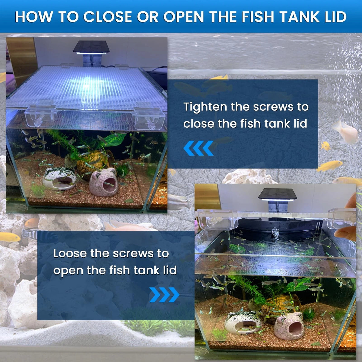 NestBasics 6pcs Aquarium lid Clips Fish Tank top Cover transparent